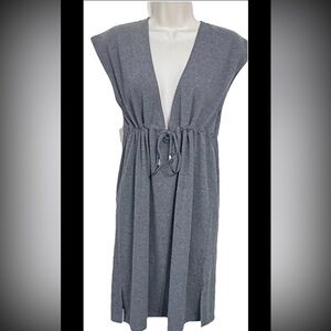 Young USA Juniors Swim Coverup Tie Dress XL Gray Lightweight Sleeveless V-neck